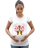 Gözleri kalpli Beyaz Kadın Hamile Tişört - Tisho