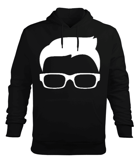 Tisho - Gözlüklü Erkek Kapüşonlu Hoodie Sweatshirt