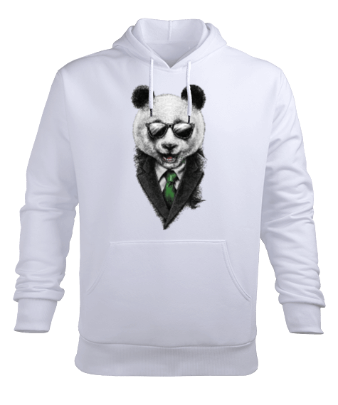 Tisho - Gözlüklü Panda Erkek Kapüşonlu Hoodie Sweatshirt