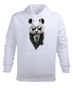 Gözlüklü Panda Erkek Kapüşonlu Hoodie Sweatshirt - Tisho