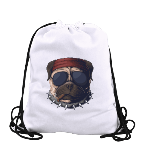 Tisho - Gözlüklü purolu cool köpek Büzgülü Spor Çanta