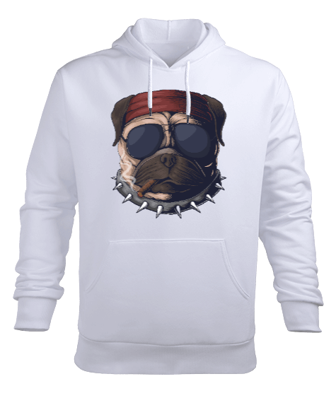 Tisho - Gözlüklü purolu cool köpek Erkek Kapüşonlu Hoodie Sweatshirt