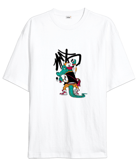 Tisho - Graffiti Crocodile Oversize Unisex Tişört