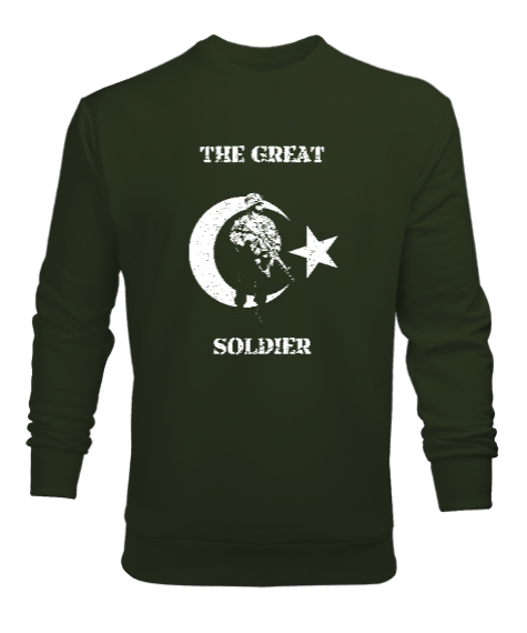 Tisho - Great Soldier - Büyük Asker Haki Yeşili Erkek Sweatshirt