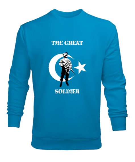 Tisho - Great Soldier - Büyük Asker Turkuaz Erkek Sweatshirt