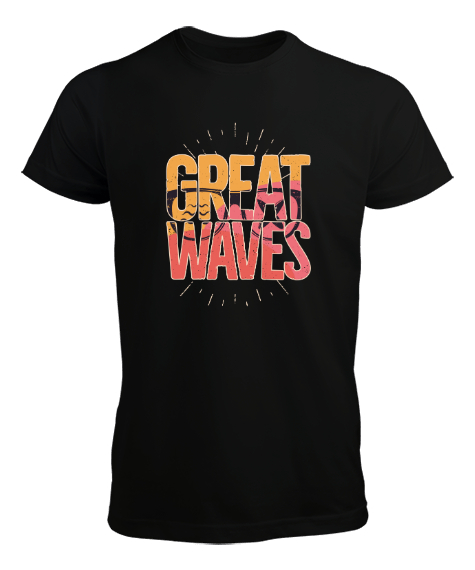 Tisho - Great Waves - Büyük Dalgalar Siyah Erkek Tişört