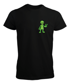 Tisho - Green Alien, Black Erkek Tişört