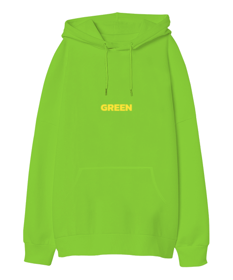 Tisho - Green Oversize Unisex Kapüşonlu Sweatshirt