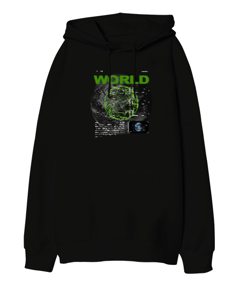 Tisho - Green World Oversize Unisex Kapüşonlu Sweatshirt