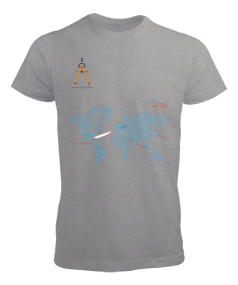 Tisho - Gri seyir haritası teması Erkek Tişört