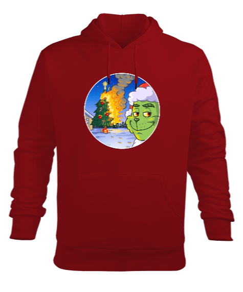 Tisho - GRINCH RED Erkek Kapüşonlu Hoodie Sweatshirt