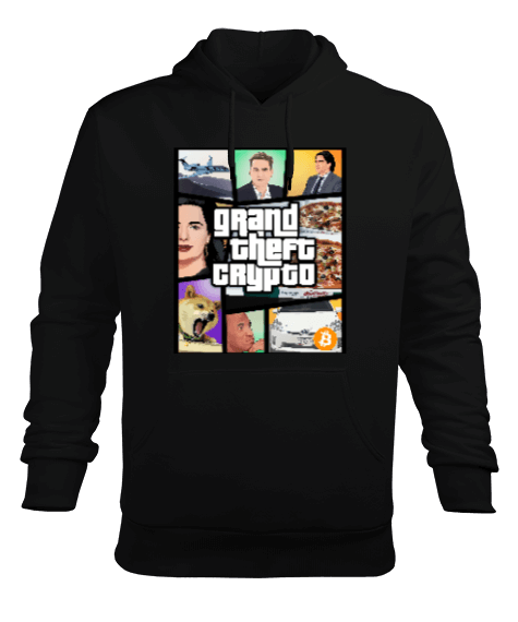 Tisho - GTA - Grand Theft Crypto Erkek Kapüşonlu Hoodie Sweatshirt