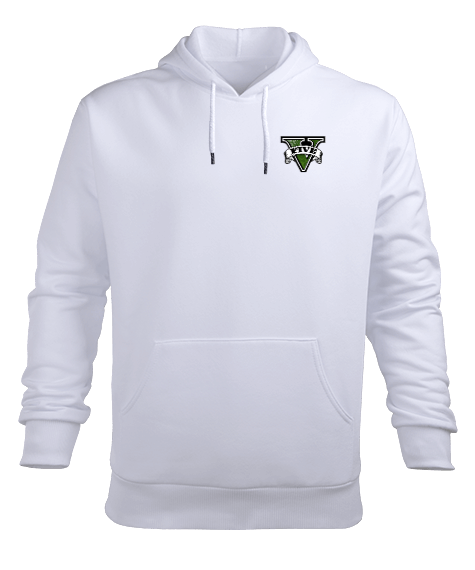 Tisho - GTA V Sweatshirt Erkek Beyaz Erkek Kapüşonlu Hoodie Sweatshirt