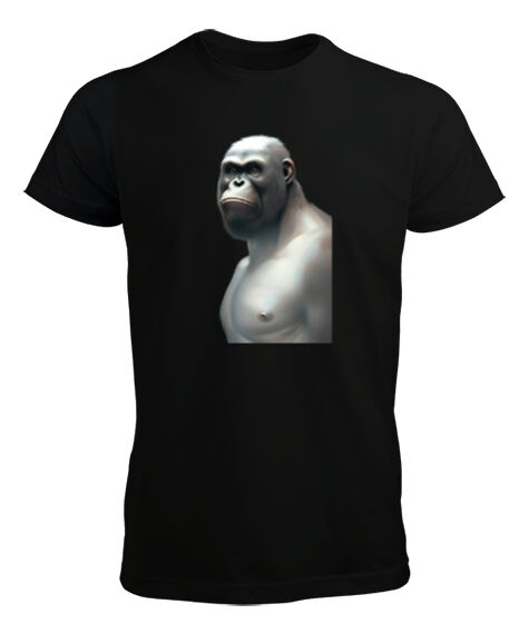 Güçlü Kaslı Sert Bakışlı Orangutan Siyah Erkek Tişört