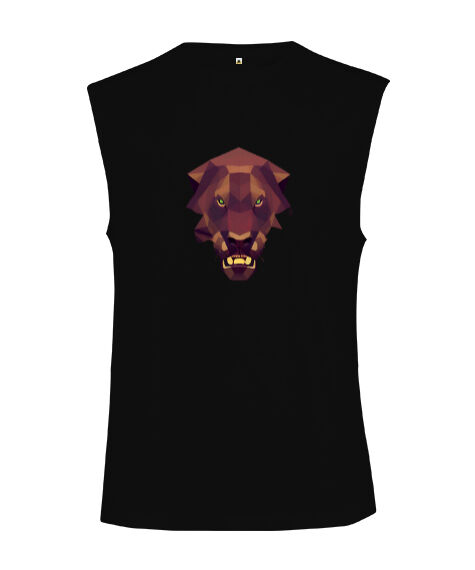 Tisho - Güçlü sert bakışlı poligon puma Siyah Kesik Kol Unisex Tişört