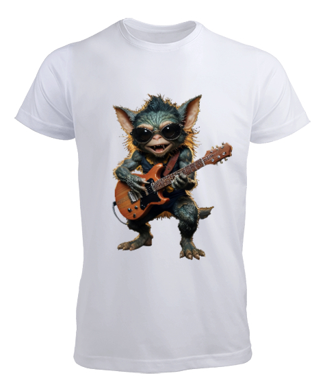 Guitar Gremlin Beyaz Erkek Tişört - Tisho