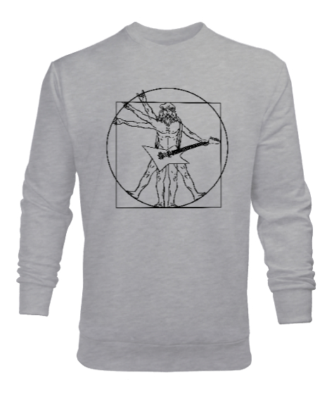 Tisho - Guitar Man Gri Erkek Sweatshirt