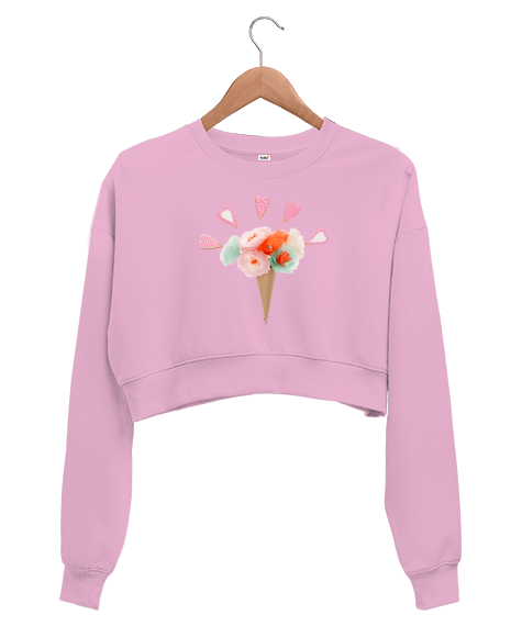 Tisho - GÜL DONDURMALARI Kadın Crop Sweatshirt