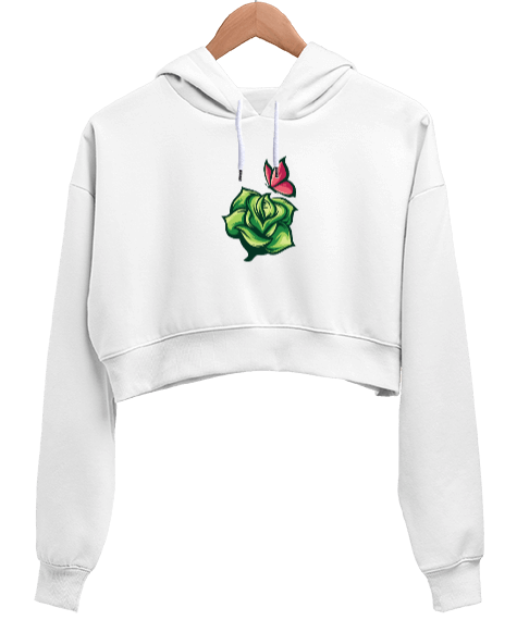 Tisho - GÜL Kadın Crop Hoodie Kapüşonlu Sweatshirt