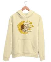 Güllerle Dolu Dünyada Ayçiçeği Ol - Flowers - Çiçek Krem Unisex Kapşonlu Sweatshirt - Tisho