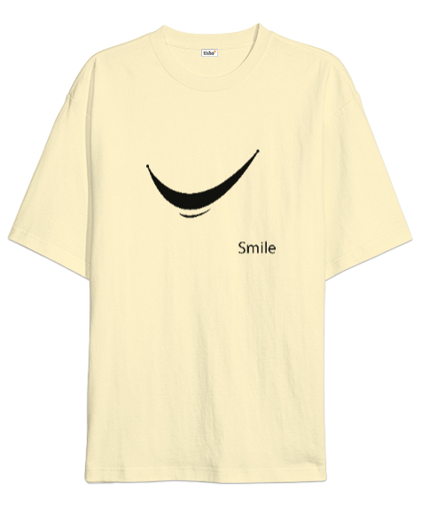 Tisho - Gülümse - Smile Krem Oversize Unisex Tişört