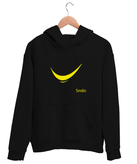 Tisho - Gülümse - Smile Siyah Unisex Kapşonlu Sweatshirt
