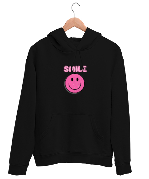 Tisho - Gülümsemek Smile Siyah Unisex Kapşonlu Sweatshirt