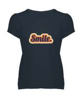 GÜLÜMSEMENİN GÜCÜNE Füme Kadın V Yaka Tişört - Tisho