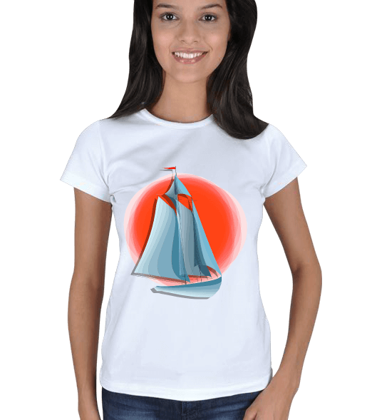 Tisho - Gün batımında yelkenli Kadın Tişört
