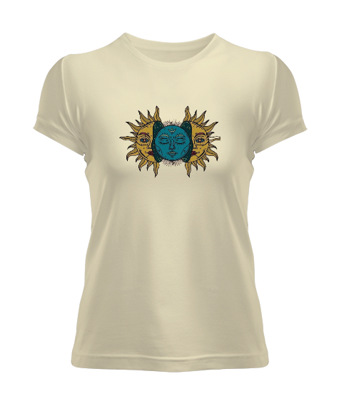 Tisho - Güneş Ay Krem Kadın Tişört