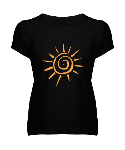 Tisho - güneş baskılı Kadın V Yaka Tişört