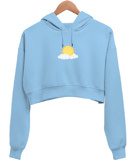 Tisho - Güneş Kadın Crop Hoodie Kapüşonlu Sweatshirt