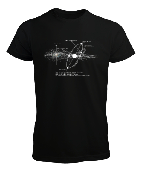Tisho - Güneş Sistemi, Solar Systems Diagram Astronomi Baskılı Siyah Erkek Tişört