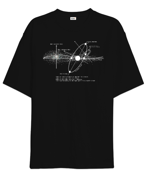 Tisho - Güneş Sistemi, Solar Systems Diagram Astronomi Baskılı Siyah Oversize Unisex Tişört