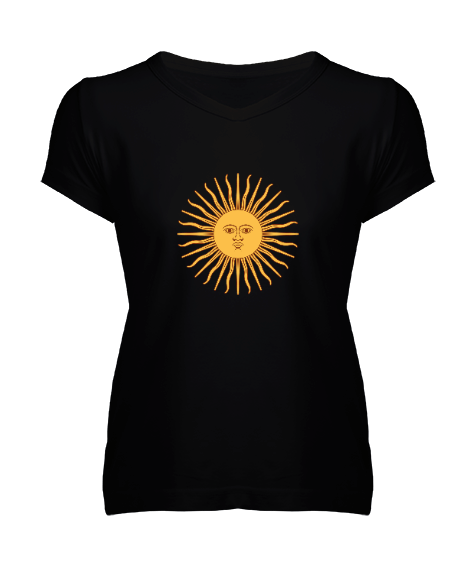 Tisho - Güneş ve Küresel Isınma Kadın V Yaka Tişört