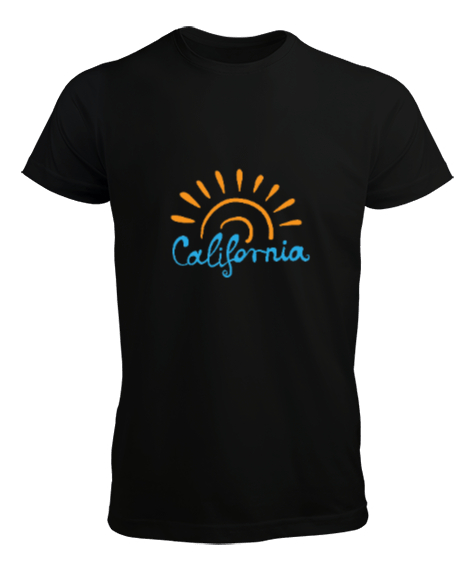 Tisho - Güneşli California Tasarım Baskılı Siyah Erkek Tişört