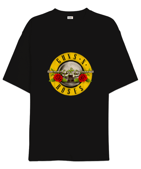 Tisho - Guns N Roses Baskılı Siyah Oversize Unisex Tişört