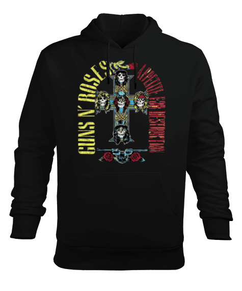 Tisho - Guns N Roses Rock Baskılı Erkek Kapüşonlu Hoodie Sweatshirt