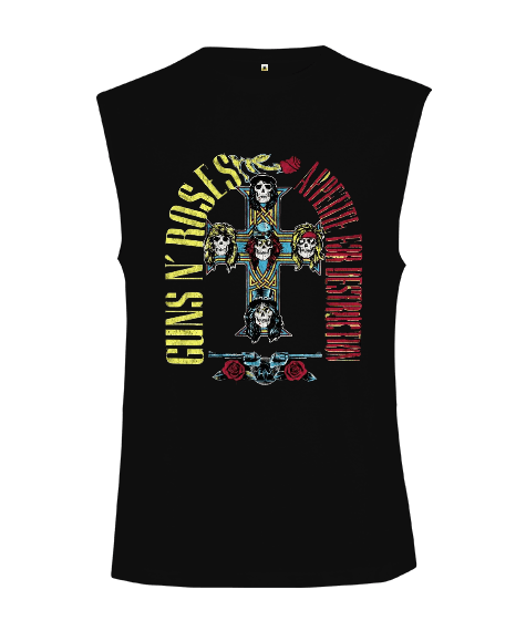 Tisho - Guns N Roses Rock Baskılı Kesik Kol Unisex Tişört