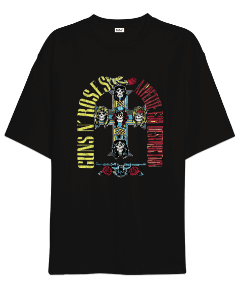 Tisho - Guns N Roses Rock Baskılı Oversize Unisex Tişört