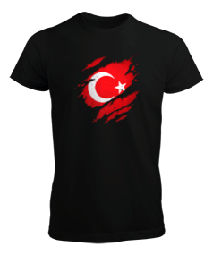 Gururlu Türkiye Türk Tasarım Baskılı Siyah Erkek Tişört - Tisho