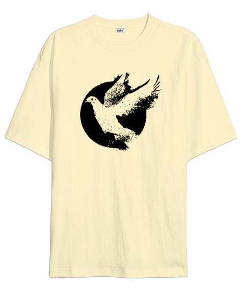 Tisho - Güvercin - Barış - Dove Krem Oversize Unisex Tişört