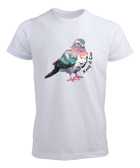 Tisho - Güvercin Grafik Şehir Sokak Kuş Severler Coo Beyaz Erkek Tişört