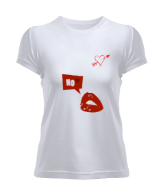 Güzel popüler sevilen kalpli dudaklı Kadın Tişört - Tisho