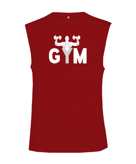Tisho - GYM - Fitness - Body Boulding Kırmızı Kesik Kol Unisex Tişört