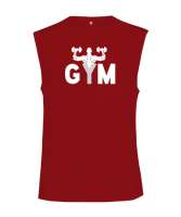 GYM - Fitness - Body Boulding Kırmızı Kesik Kol Unisex Tişört - Thumbnail