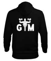 GYM - Fitness - Body Boulding Siyah Erkek Kapşonlu Fermuarlı - Thumbnail