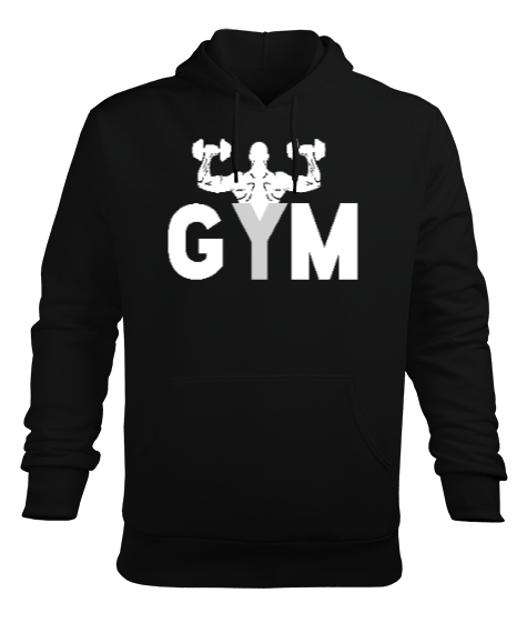 Tisho - GYM - Fitness - Body Boulding Siyah Erkek Kapüşonlu Hoodie Sweatshirt
