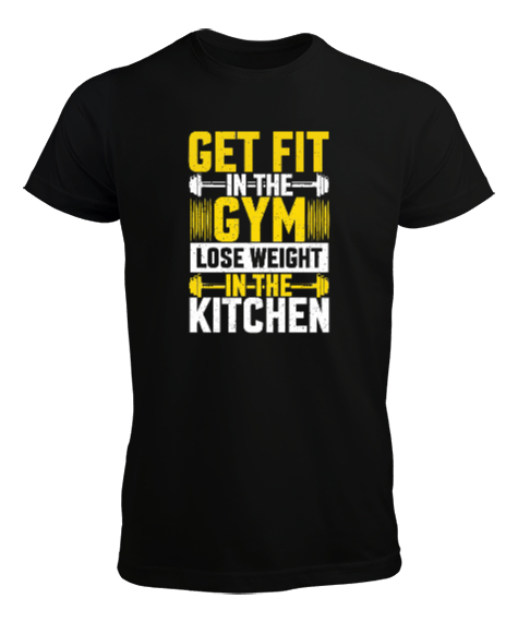 Tisho - Gym - Fitness Formda Kal Siyah Erkek Tişört