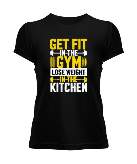 Tisho - Gym - Fitness Formda Kal Siyah Kadın Tişört